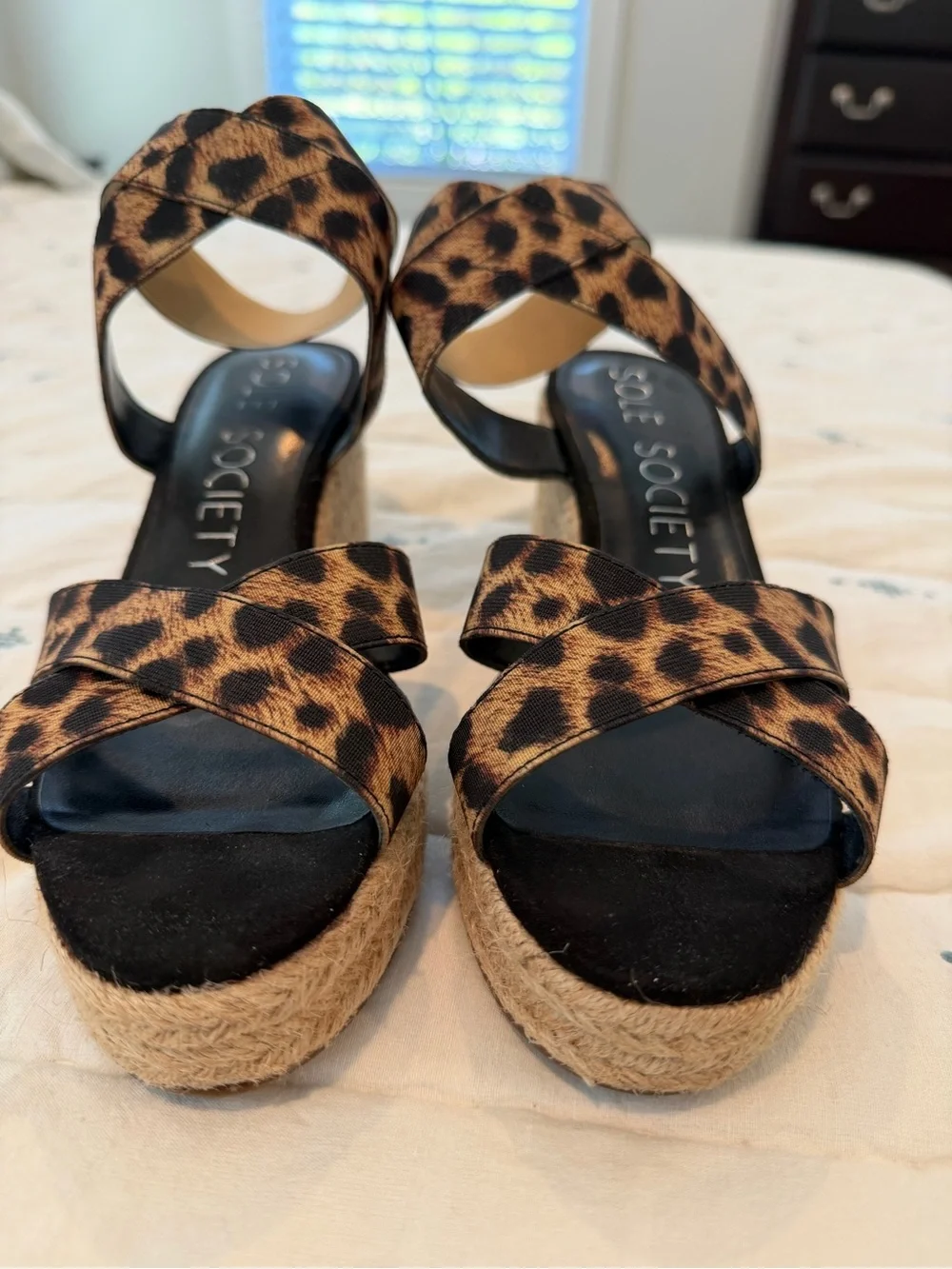 Sole Society Leopard Print Espadrille Wedge Sandals - Women